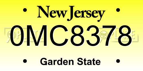 0MC8378 New Jersey License Plate
