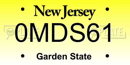 0MDS61 New Jersey License Plate
