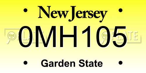 0MH105 New Jersey License Plate