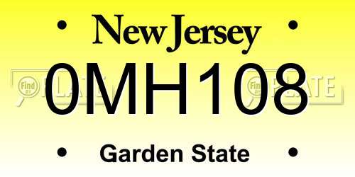 0MH108 New Jersey License Plate