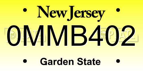0MMB402 New Jersey License Plate