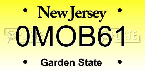 0MOB61 New Jersey License Plate