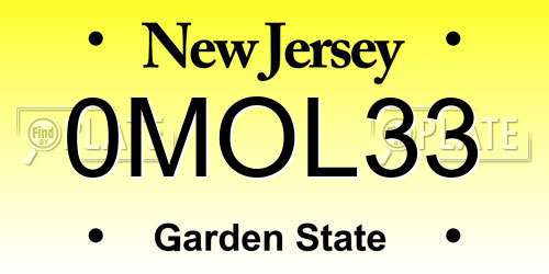 0MOL33 New Jersey License Plate