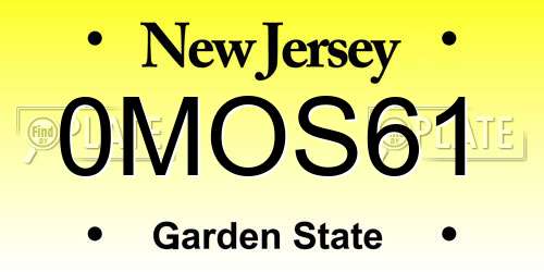 0MOS61 New Jersey License Plate