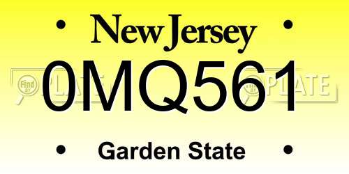 0MQ561 New Jersey License Plate