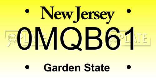 0MQB61 New Jersey License Plate