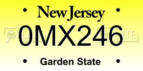 0MX246 New Jersey License Plate