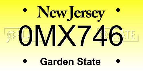 0MX746 New Jersey License Plate