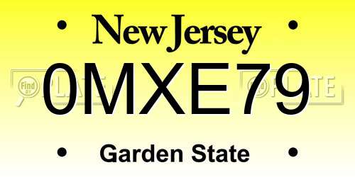 0MXE79 New Jersey License Plate