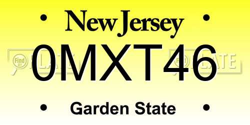 0MXT46 New Jersey License Plate