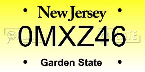 0MXZ46 New Jersey License Plate