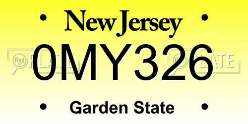 0MY326 New Jersey License Plate