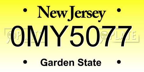0MY5077 New Jersey License Plate