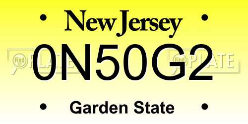 0N50G2 New Jersey License Plate