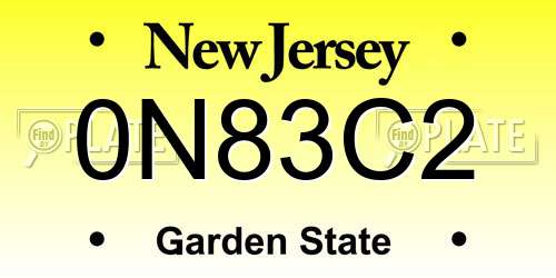 0N83C2 New Jersey License Plate