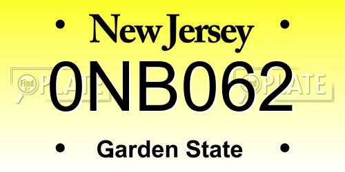 0NB062 New Jersey License Plate