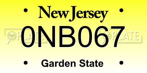 0NB067 New Jersey License Plate