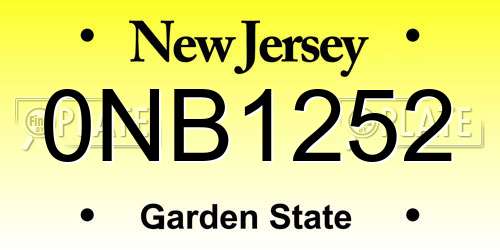 0NB1252 New Jersey License Plate