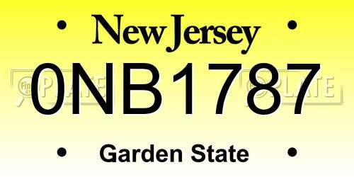 0NB1787 New Jersey License Plate