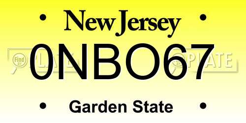 0NBO67 New Jersey License Plate