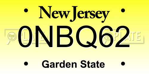 0NBQ62 New Jersey License Plate