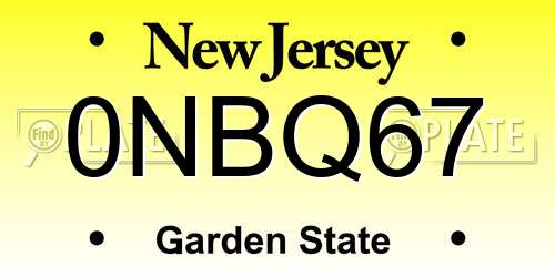 0NBQ67 New Jersey License Plate