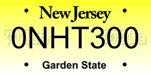 0NHT300 New Jersey License Plate