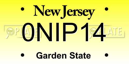 0NIP14 New Jersey License Plate