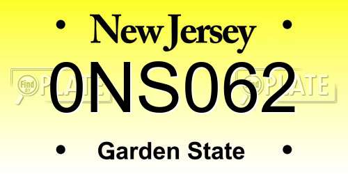 0NS062 New Jersey License Plate