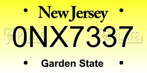 0NX7337 New Jersey License Plate