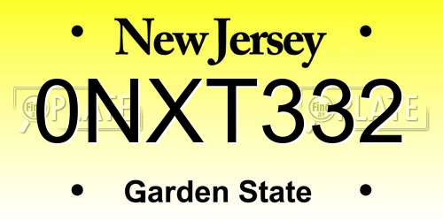 0NXT332 New Jersey License Plate