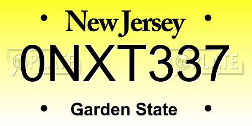 0NXT337 New Jersey License Plate