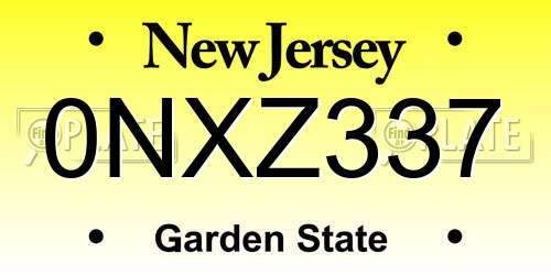 0NXZ337 New Jersey License Plate