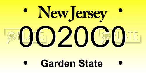 0O20C0 New Jersey License Plate