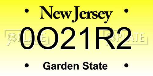 0O21R2 New Jersey License Plate
