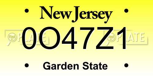 0O47Z1 New Jersey License Plate