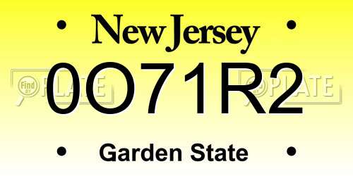 0O71R2 New Jersey License Plate