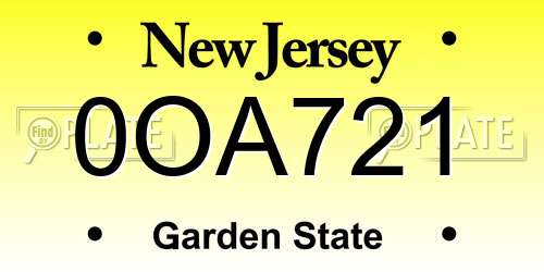 0OA721 New Jersey License Plate