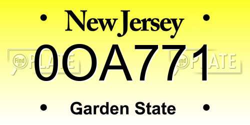 0OA771 New Jersey License Plate