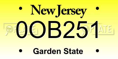 0OB251 New Jersey License Plate