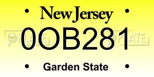 0OB281 New Jersey License Plate