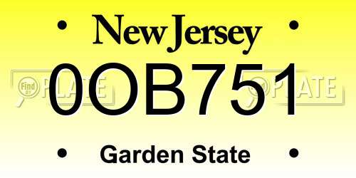 0OB751 New Jersey License Plate