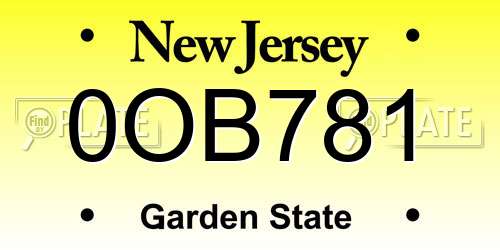 0OB781 New Jersey License Plate