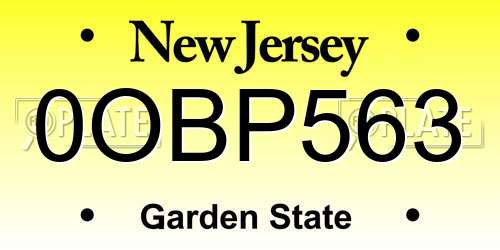 0OBP563 New Jersey License Plate