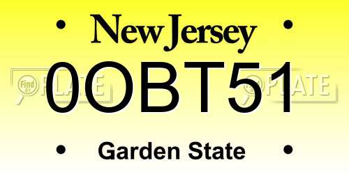 0OBT51 New Jersey License Plate