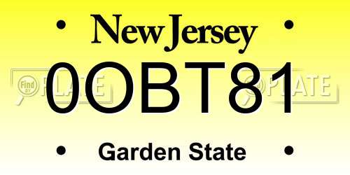 0OBT81 New Jersey License Plate