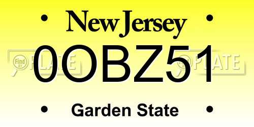 0OBZ51 New Jersey License Plate