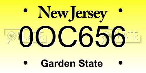0OC656 New Jersey License Plate
