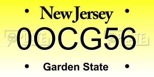 0OCG56 New Jersey License Plate
