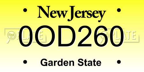 0OD260 New Jersey License Plate